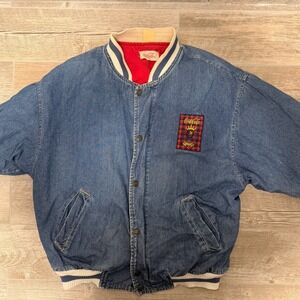 Vintage Super Rare Cococola Denim Bomber Jacket‎ 100% Cotton